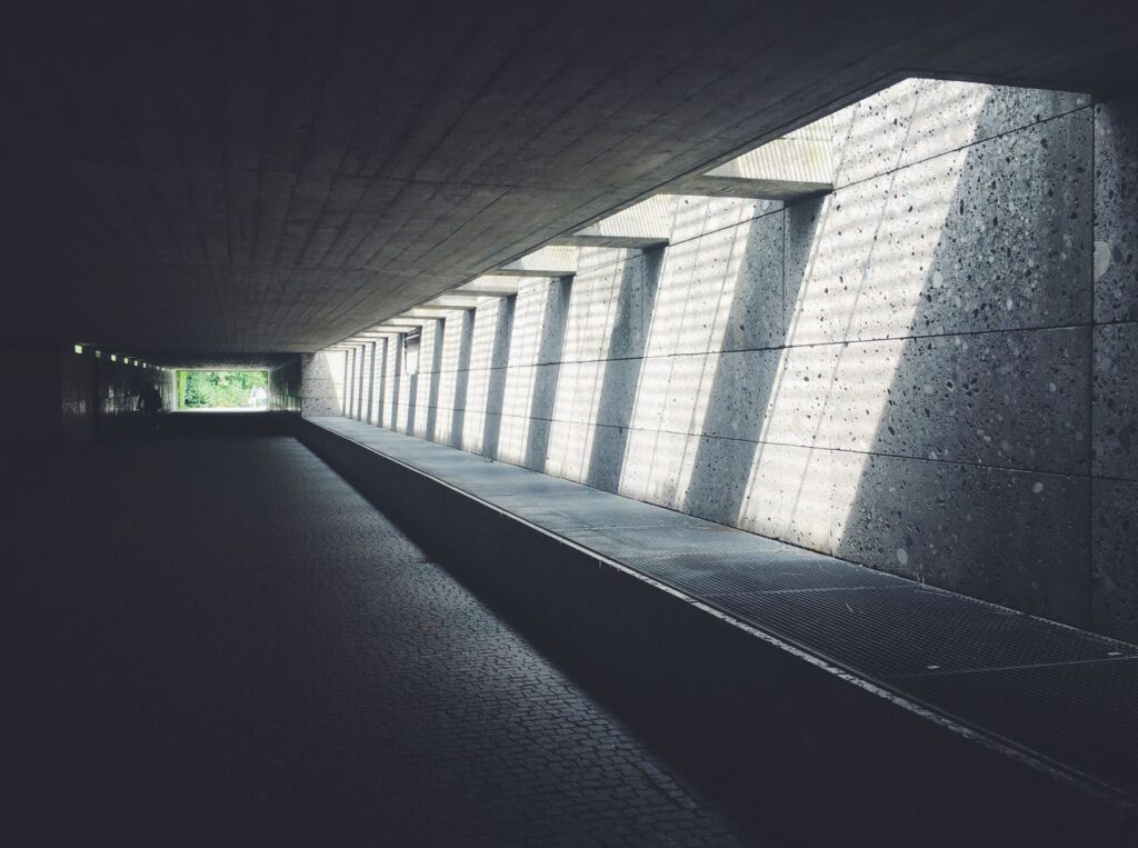 Sunlight falling through a concrete opening